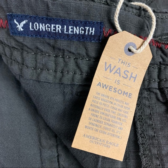 American Eagle Longer Length Cargo Shorts Gray Brown 100% Cotton Men’s Sz 32 NWT - Picture 6 of 16
